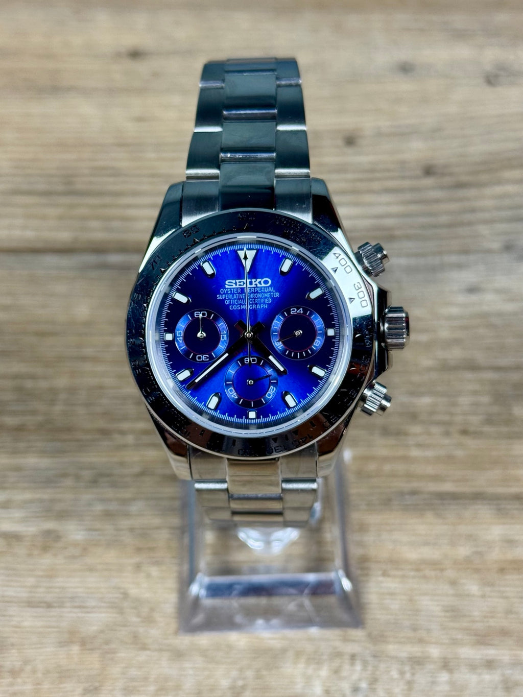 LGT Blue Ocean – Montre chronographe VK63 – Cadran bleu océan – Bracelet acier inoxydable