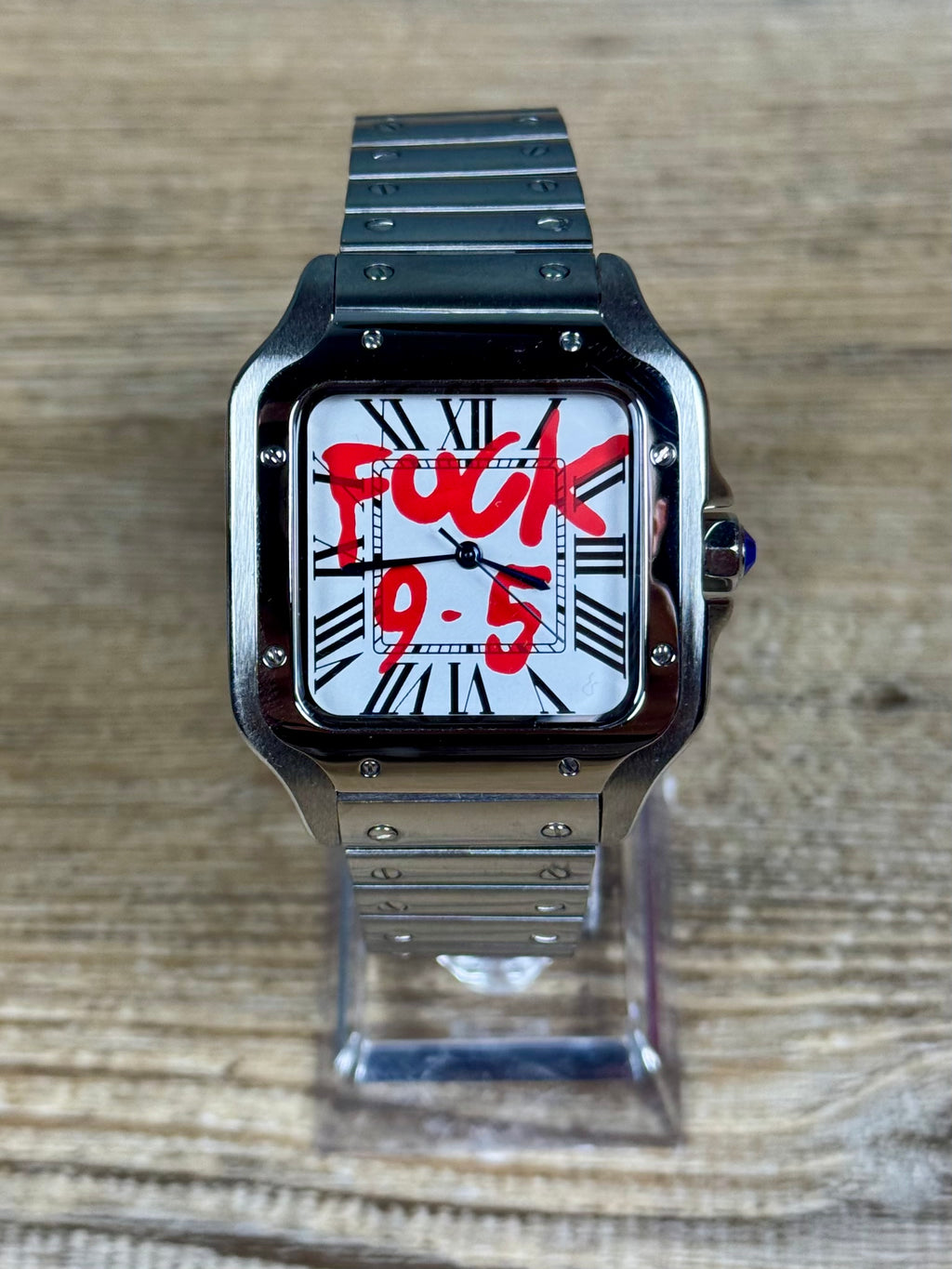 LGT F**k 9.5 – Montre automatique NH35 – Cadran blanc et rouge – Bracelet en acier inoxydable