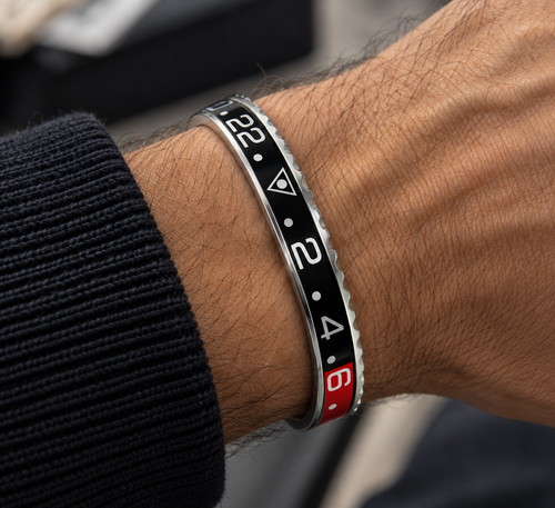 Bracelet LGT Coke en Acier Inoxydable 316L – Noir & Rouge – Bracelet Rigide
