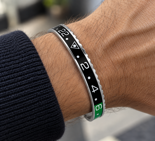 Bracelet LGT Sprite en Acier Inoxydable 316L – Noir & Vert – Bracelet Rigide