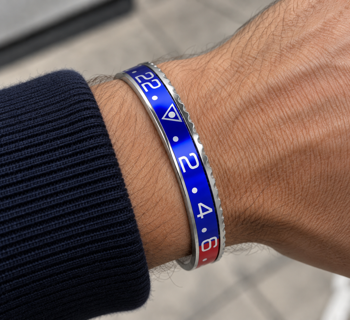 Bracelet LGT Pepsi en Acier Inoxydable 316L – Bleu & Rouge – Bracelet Rigide